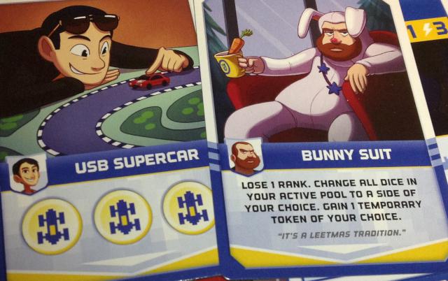Power-up cards can prove very handy, even if it does mean wearing a bunny outfit...
